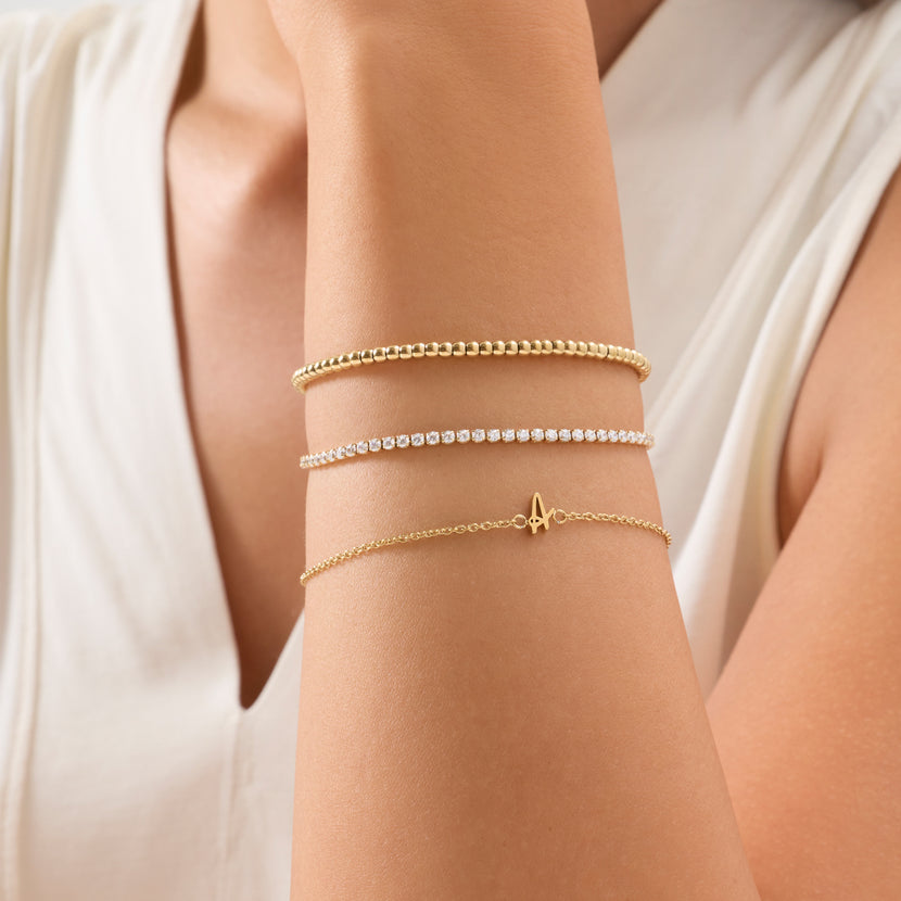 Made Mine Script Letter Bracelet & Styling Set (Gold)