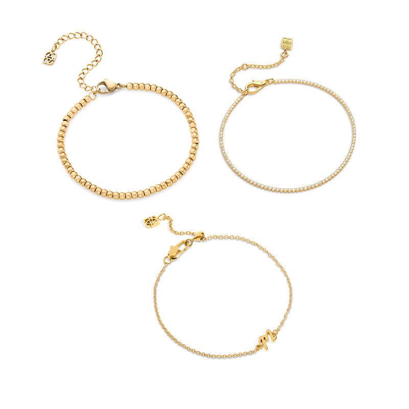 Made Mine Script Letter Bracelet & Styling Set (Gold)