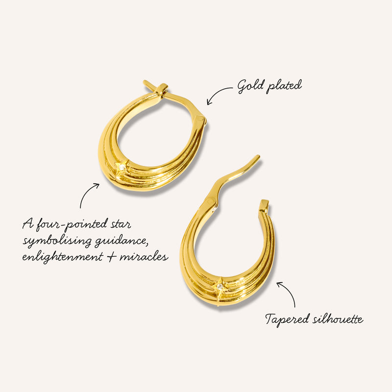 Shooting Star Creole Hoop Earrings (Gold)