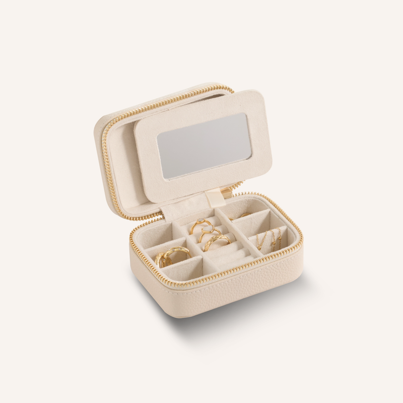 Small Leather Jewellery Box (Oatmilk)