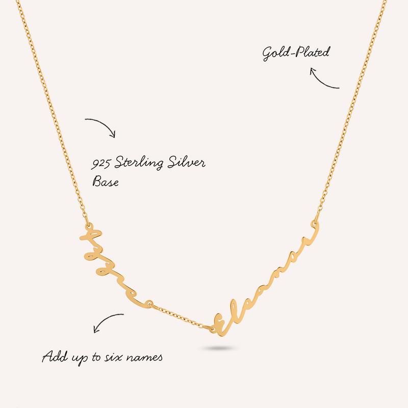 Multi Signature Name Necklace (Gold)