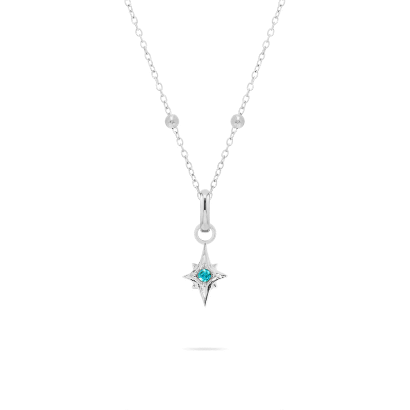 Star Birthstone Necklace (Silver)