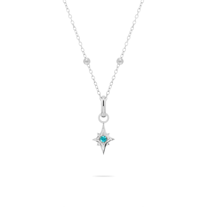 Star Birthstone Necklace (Silver)