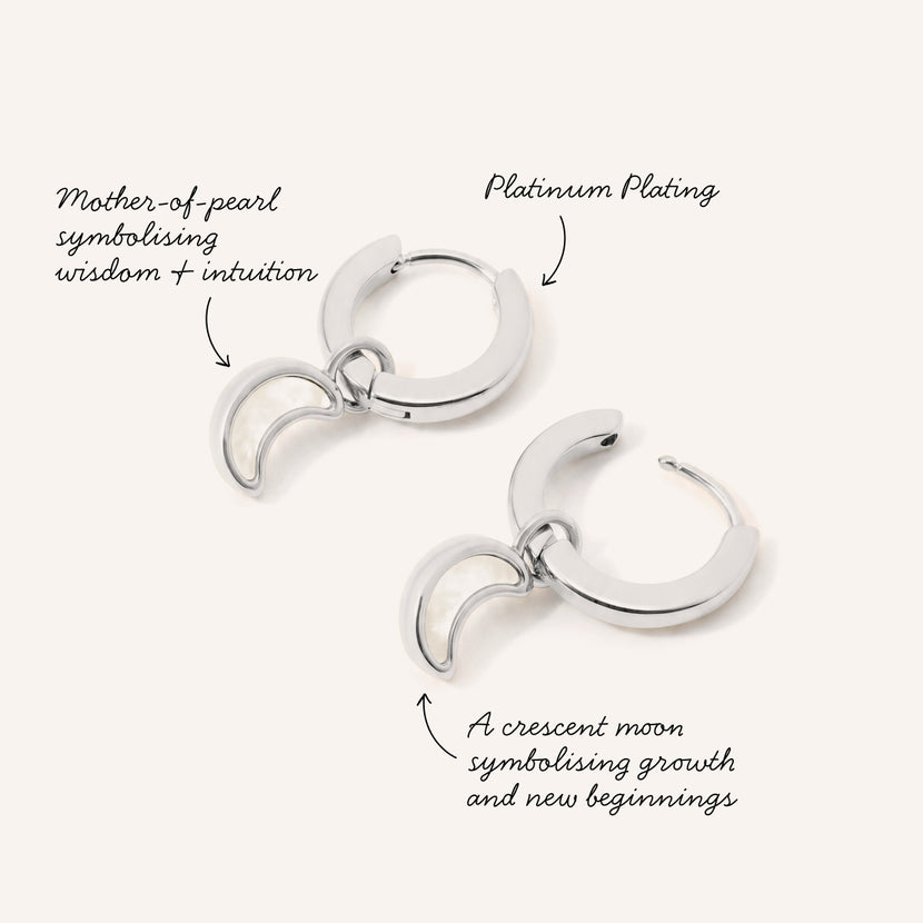 Lunar Hoop Earrings (Silver)