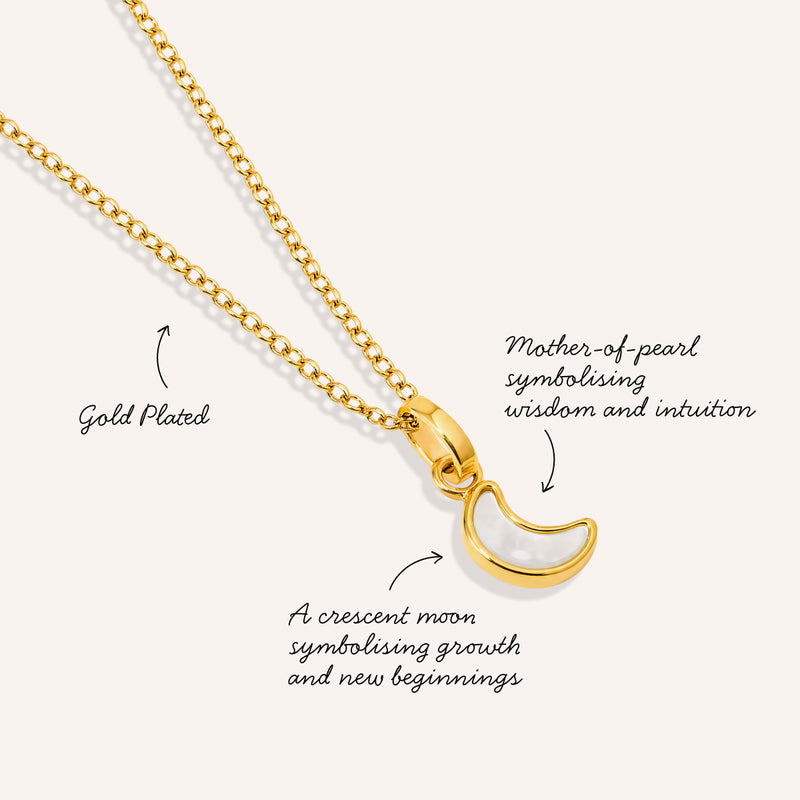 Celestial Skies Lunar & Initial Necklace (Gold)