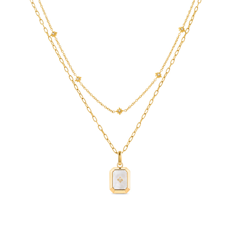 Celestial Skies Guiding Star Necklace Layered (Gold)