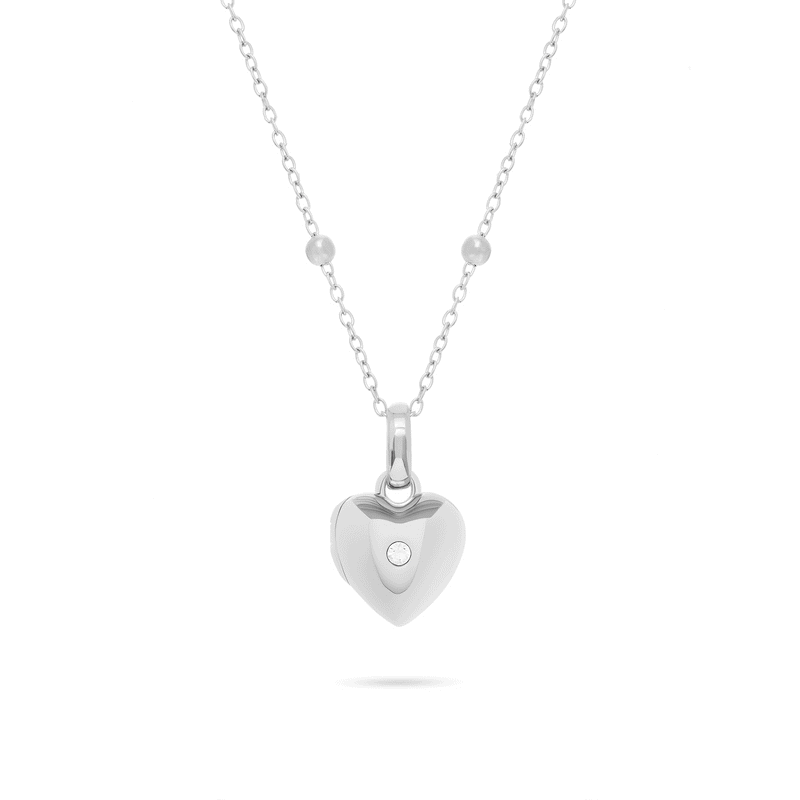Mini Me Heart Locket Necklace (Silver)