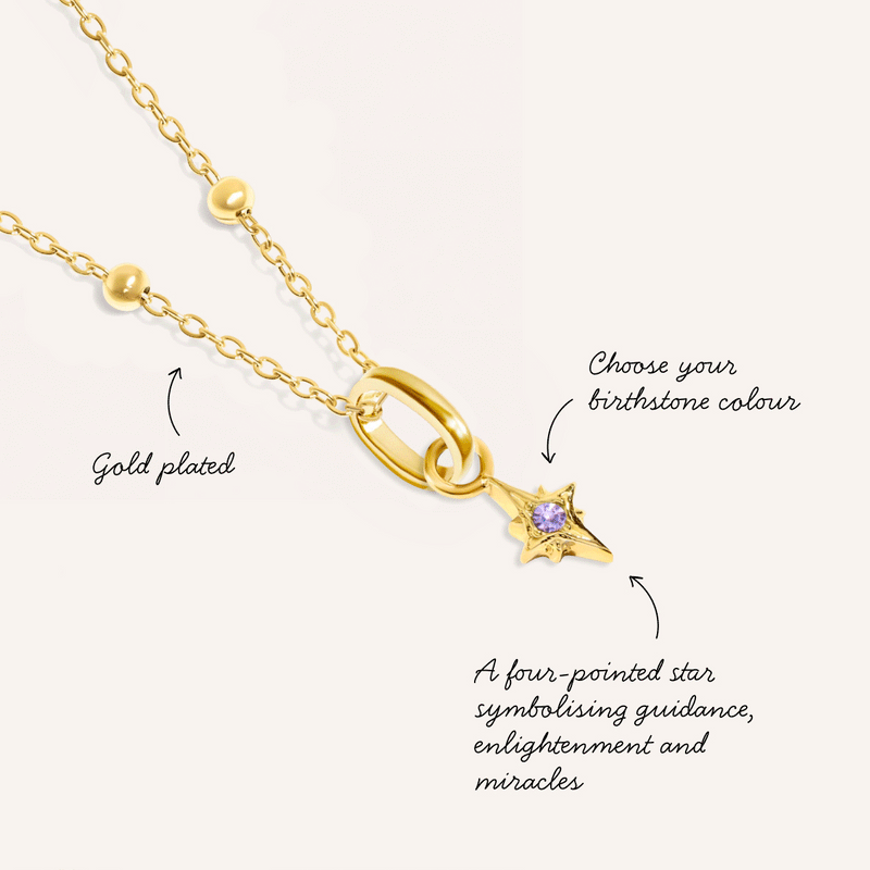 Star Birthstone Necklace (Gold)