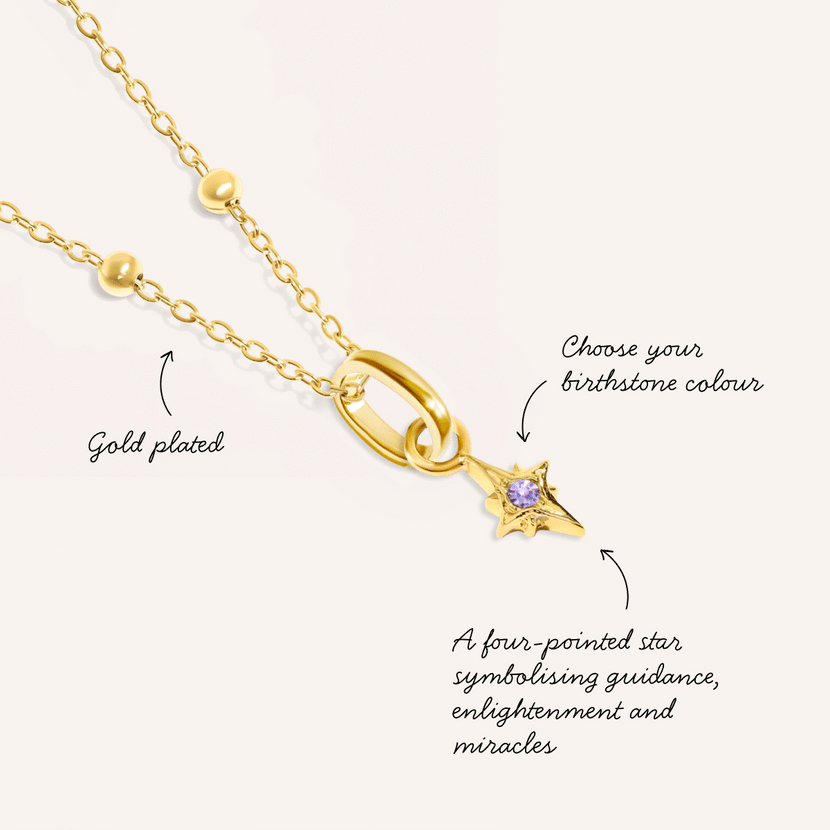Star Birthstone Necklace (Gold)
