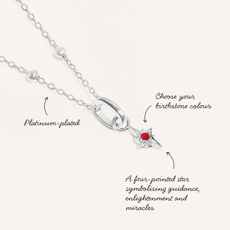 Star Birthstone Necklace (Silver)