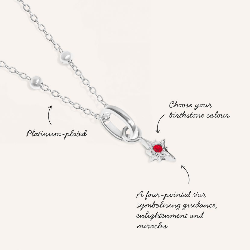 Star Birthstone Necklace (Silver)