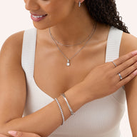 White Quartz Cushion Necklace (Silver)