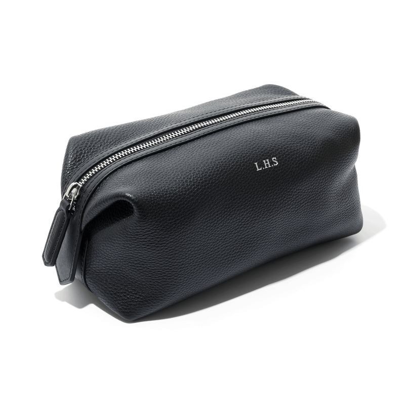 Men's Leather Wash Bag (Black)