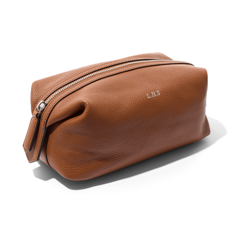 Men's Leather Wash Bag (Tan)