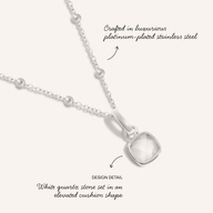 White Quartz Cushion Necklace (Silver)