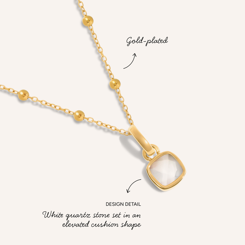 Mother of Pearl Cushion Necklace (Gold)