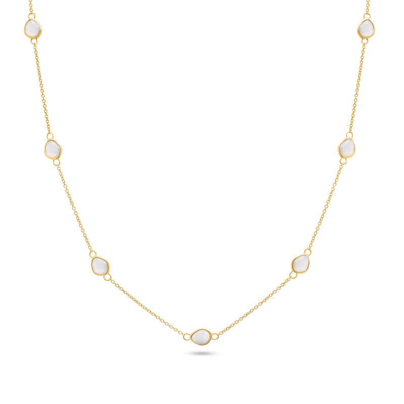 Signature Cut Multi White Quartz Necklace (Gold)