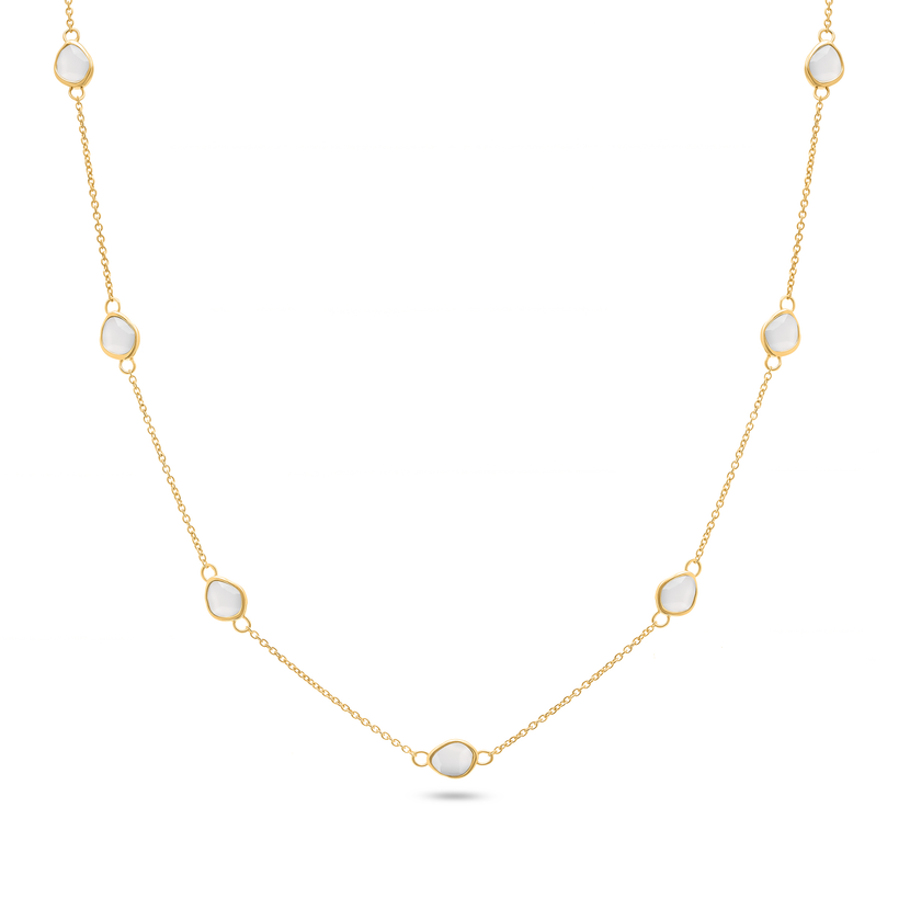 Signature Cut Multi White Quartz Necklace (Gold)
