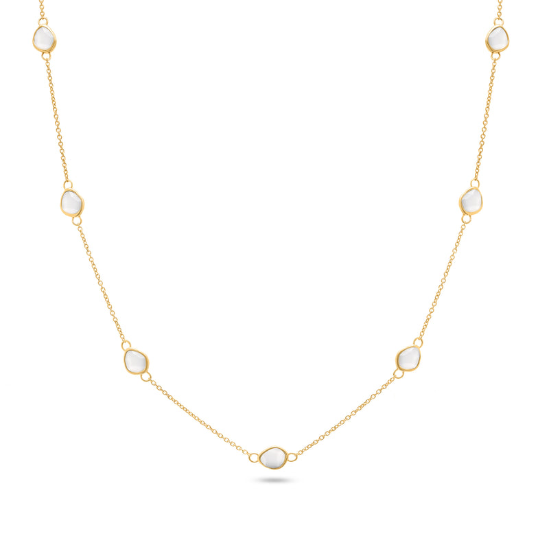 Signature Cut Multi White Quartz Necklace (Gold)