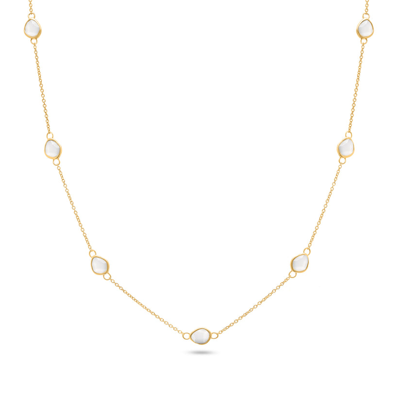 Signature Cut Multi White Quartz Necklace (Gold)