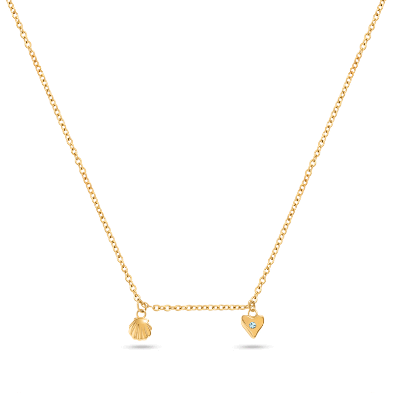Written In The Sand Mini Charm Necklace (Gold)