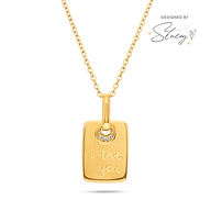 Written In The Stars Handwriting Tag Necklace (Gold)