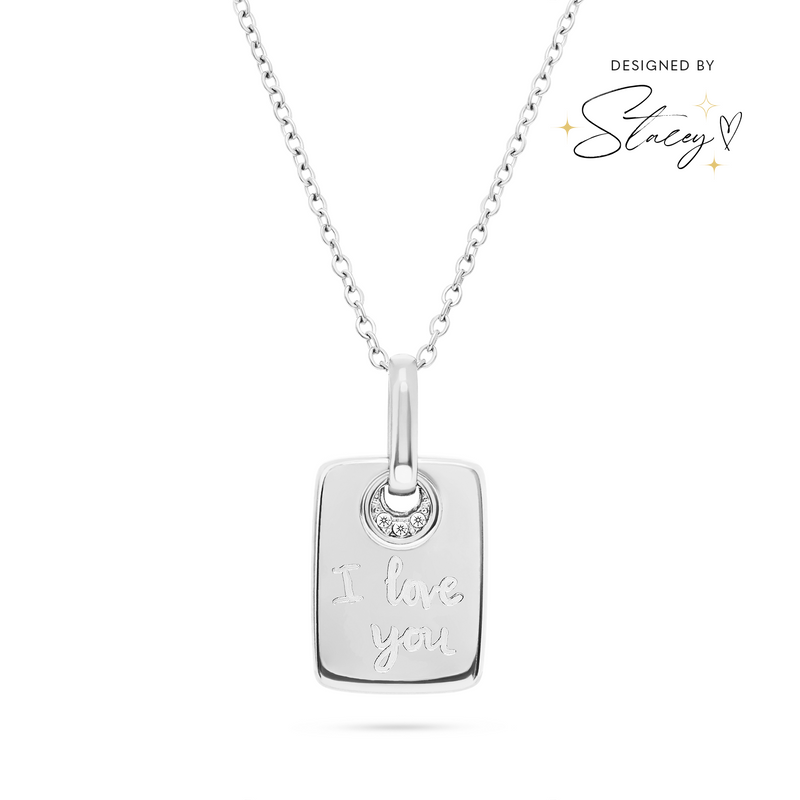 Written In The Stars Handwriting Tag Necklace (Silver)
