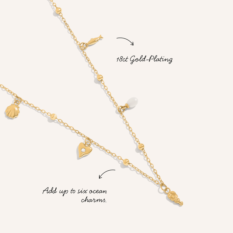 Written In The Sand Mini Charm Necklace (Gold)
