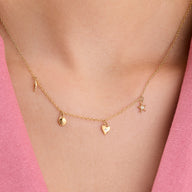 Written In The Sand Mini Charm Necklace (Gold)