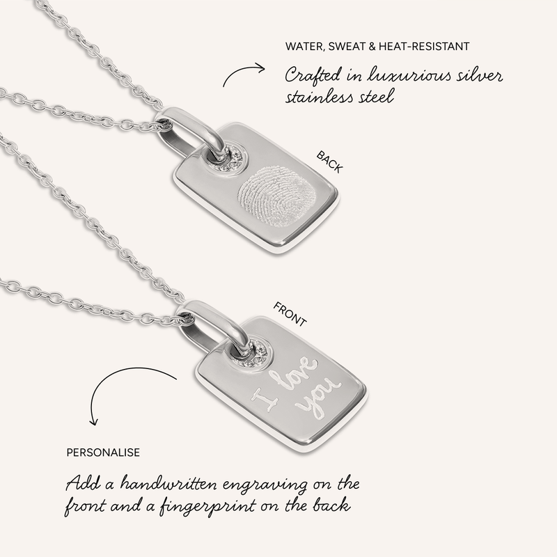 Written In The Stars Handwriting Tag Necklace (Silver)