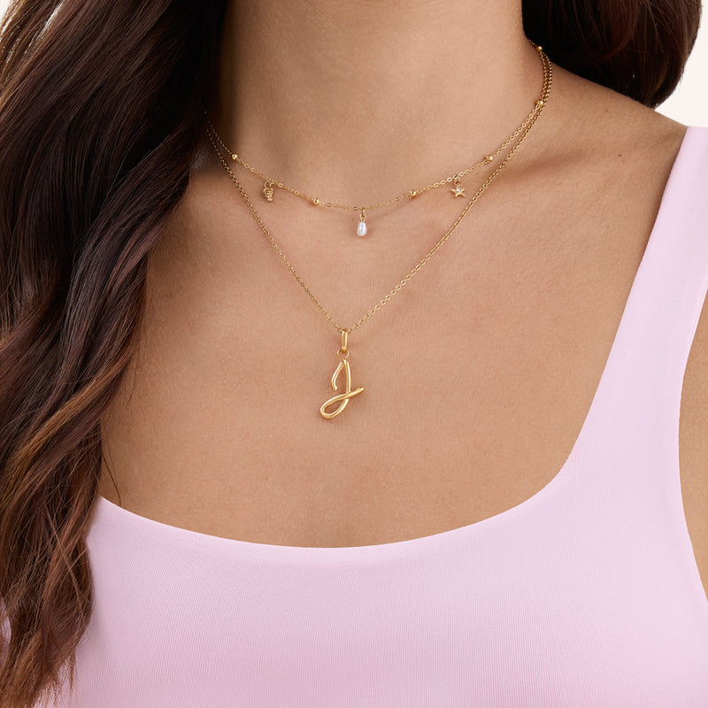 Written in The Sand Initial Necklace (Gold)