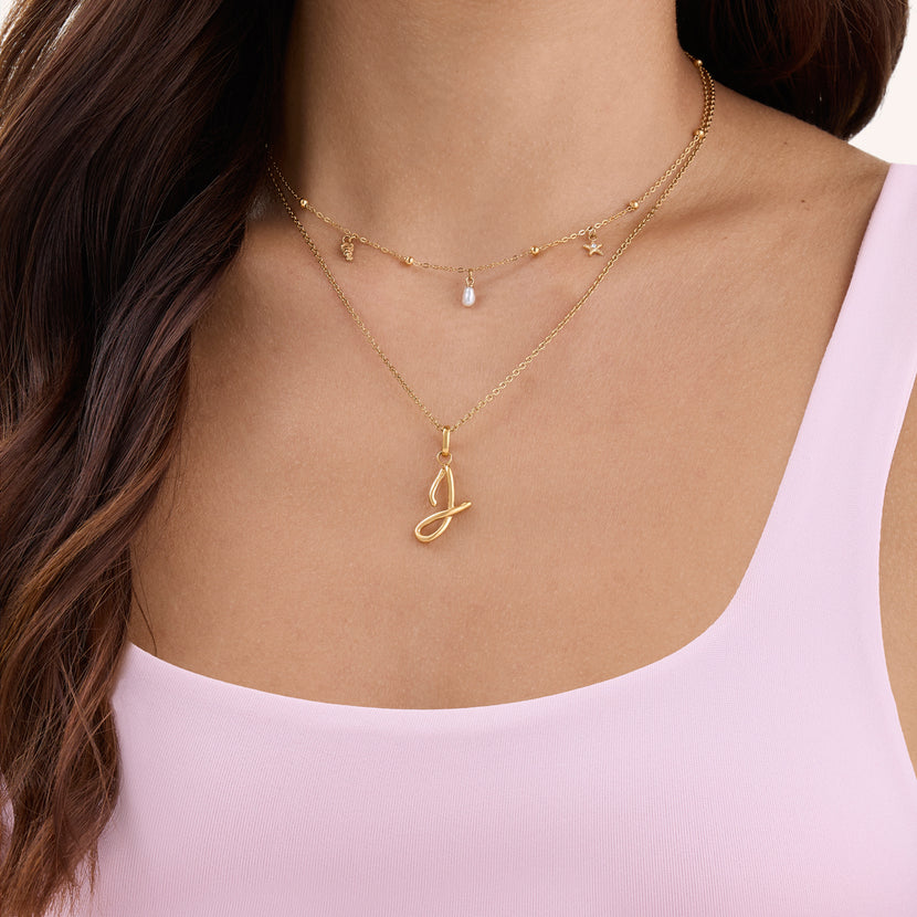 Written in The Sand Initial Necklace (Gold)