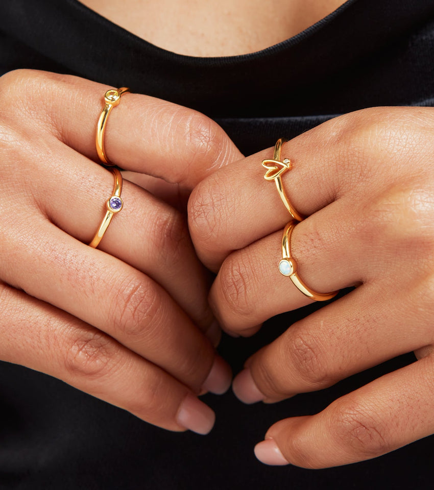 Stacey's Stories Doodle Heart Crystal Ring (Gold)