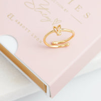 Stacey's Stories Doodle Heart Crystal Ring (Gold)