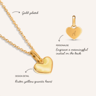 Butter Yellow Quartz Heart Necklace & Earrings Set (Gold)