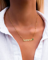 Birthstone Name Necklace (Gold)
