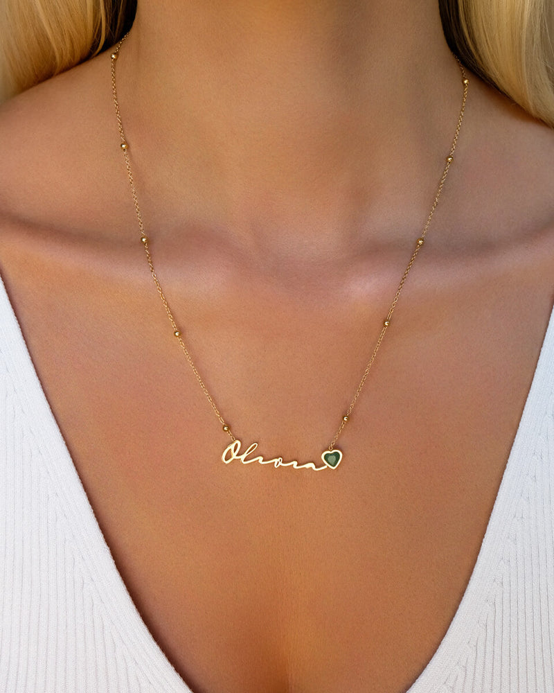 Birthstone Name Necklace (Gold)
