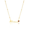 Birthstone Signature Name Necklace (Gold)