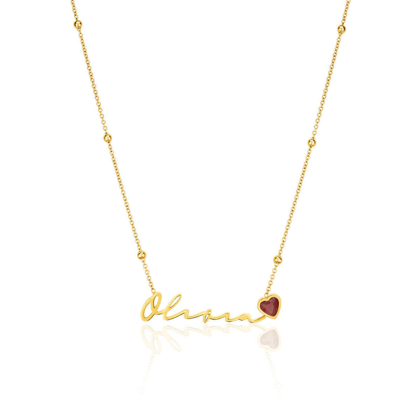 Birthstone Name Necklace (Gold)