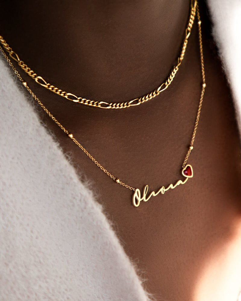 Birthstone Name Necklace (Gold)