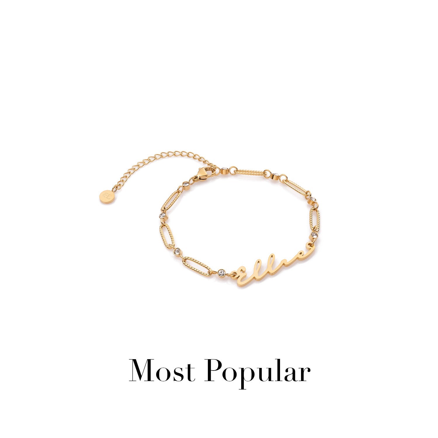 Paperclip Chain Bracelet Gold Plated Iced Simulated CZ 10MM or