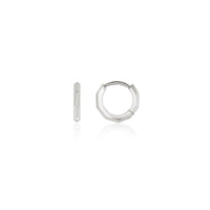925 Sterling Silver Geometric Huggie Hoops (Silver)