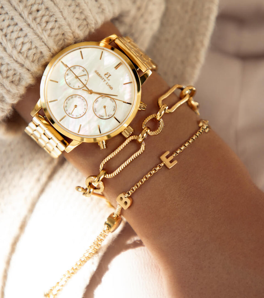Gold Pearl Link Nueva 40 Watch