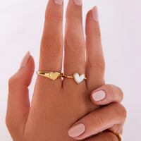 White Quartz Heart Earring & Ring Bundle (Gold)