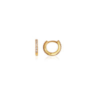 925 Sterling Silver Crystal Huggie Hoop Earrings (Gold).