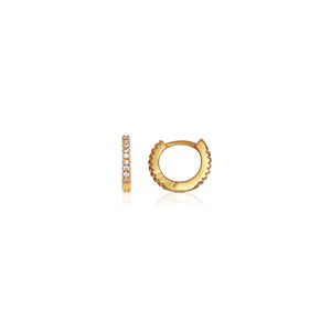 Sterling Silver Crystal Huggie Hoop Earrings (Gold) - Worth £59