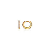 Sterling Silver Crystal Huggie Hoop Earrings (Gold) - Worth £59