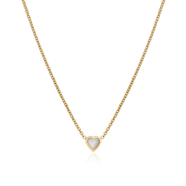 Mini Heart Birthstone Necklace (Gold)