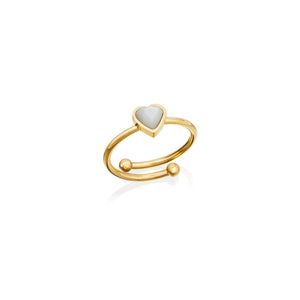 Mini Heart Birthstone Ring (Gold)