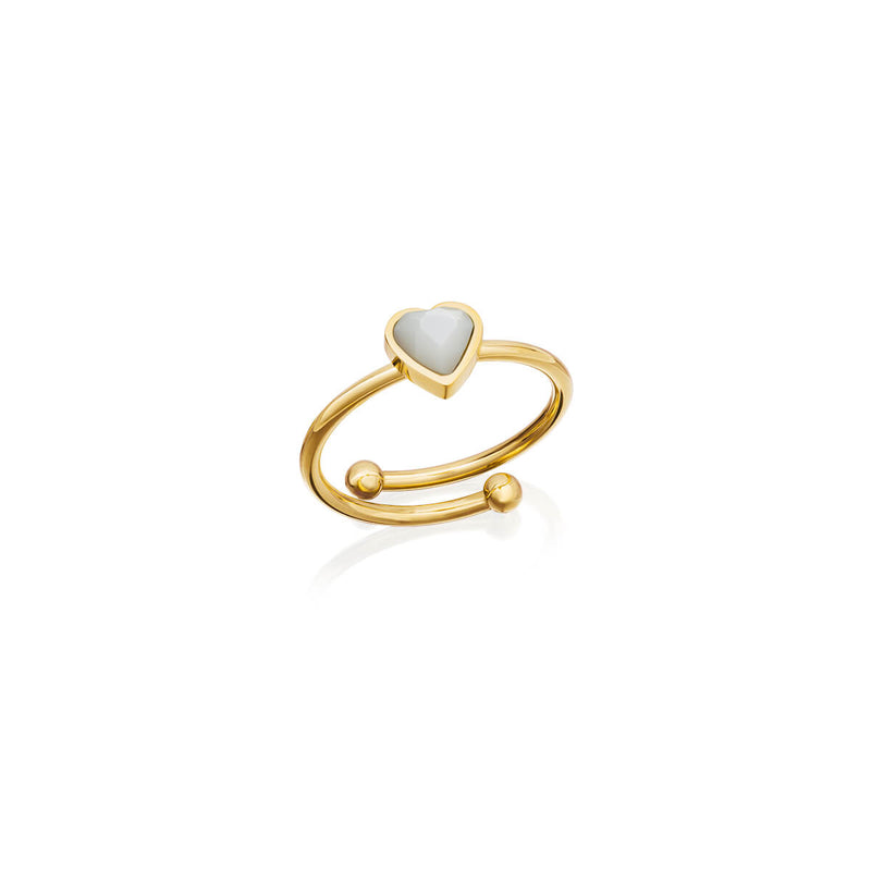 Mini Heart Birthstone Ring (Gold)